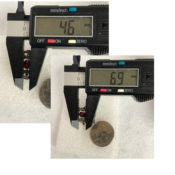 VTG Judith Jack Sterling Silver 925 Art Deco Style Oval Garnet Marcasite Ring - Picture 10 of 16